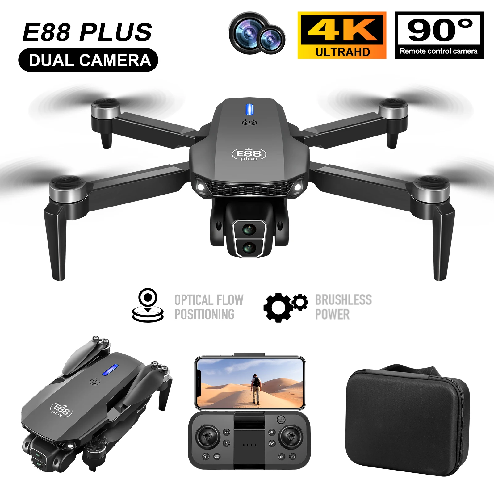 Yeni E88 Plus Quadcopter Drone - Drone Camera 4K incelemesi ve fiyatı